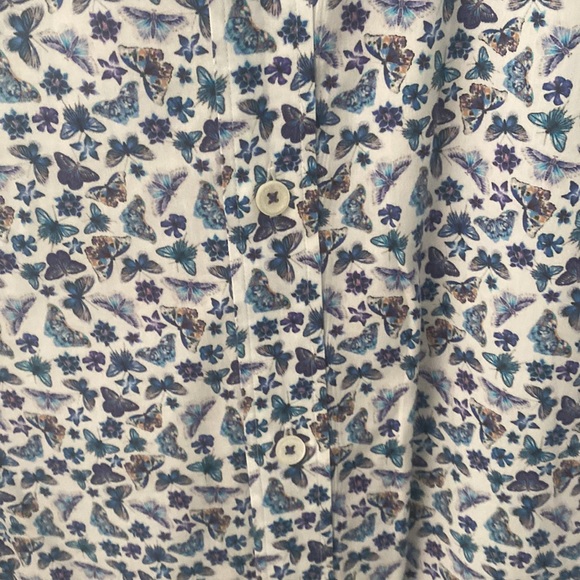 Bugatchi long sleeve shirt for men. Blue butterfly prints. Size L in shaped fit. - Picture 2 of 6